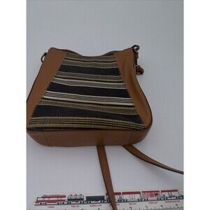 Vintage Fossil Crossbody Leather And Canvas